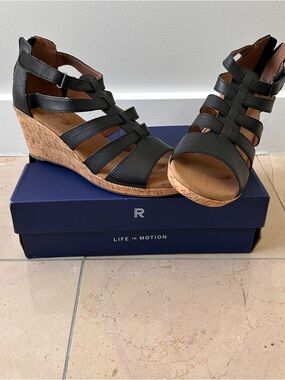 Rockport Briah Gladiator Sandals Black Zip Back Adjustable Women’s Size 10 NIB